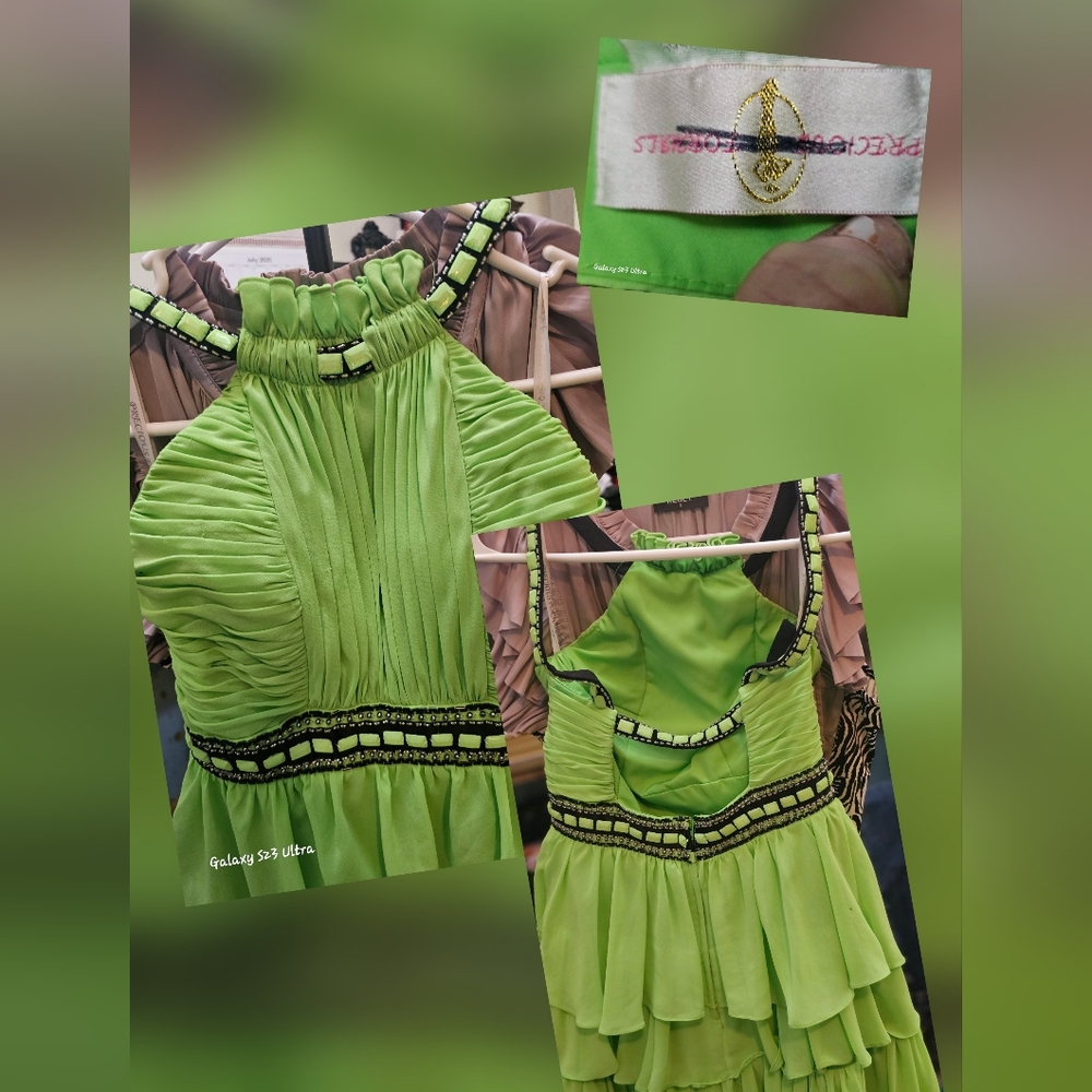 Precious Formals Lime Green Backless Dress
